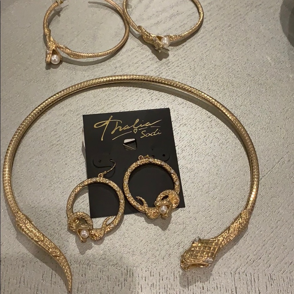 Thalia snake necklace and earring set.